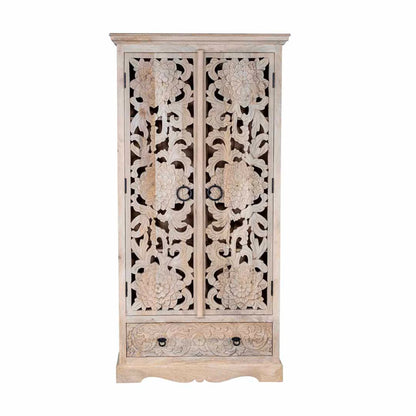Light Blue Painted Armoire - Solid Wood Wardrobe for Beach House Styles Armoire - Bone Inlay Furnitures