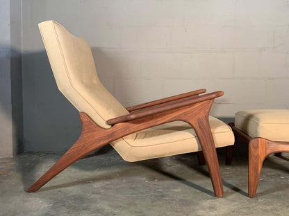 Mid - Century Designer Adrian Pearsall Inspired Lounge Chair and Ottoman Armchair - Bone Inlay Furnitures