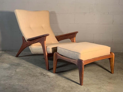 Mid - Century Designer Adrian Pearsall Inspired Lounge Chair and Ottoman Armchair - Bone Inlay Furnitures