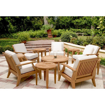 Mid - Century Modern Eleven Piece Patio Lounge Set in Teak Wood Lounge Set - Bone Inlay Furnitures