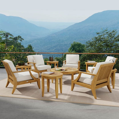 Mid - Century Modern Eleven Piece Patio Lounge Set in Teak Wood Lounge Set - Bone Inlay Furnitures