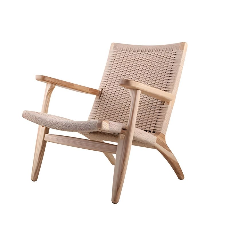 Modern Danish design Coastal Lounge Chair | Japandi Outdoor Patio Lounge Arm Chair by Hans Wegner Chair - Bone Inlay Furnitures