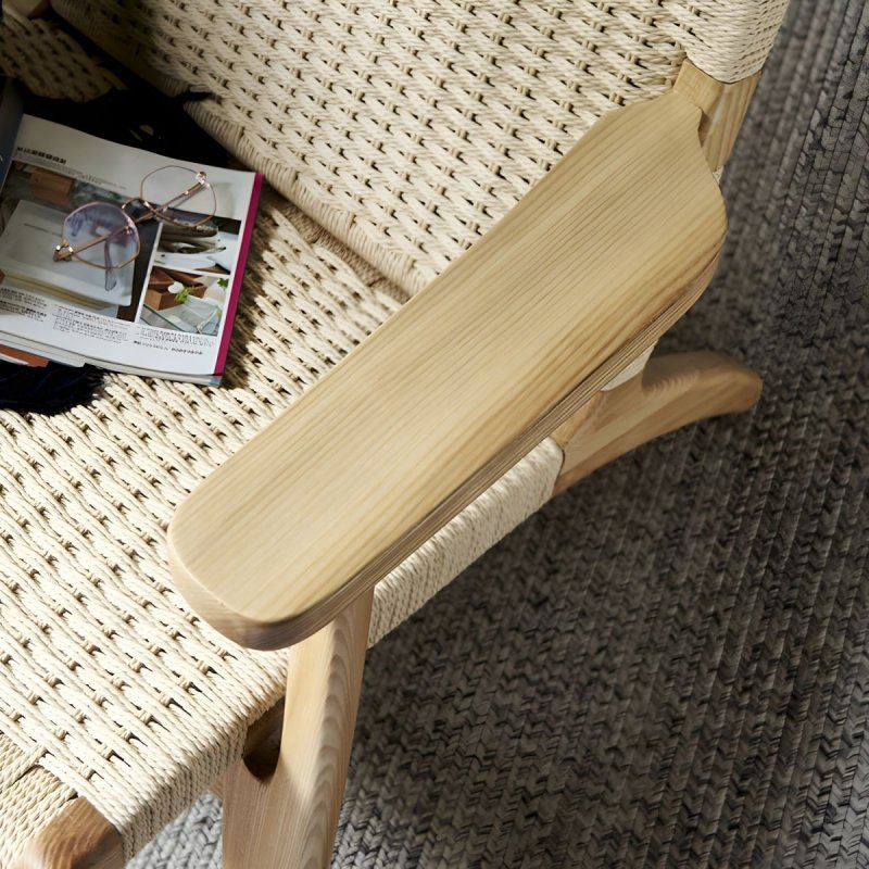 Modern Danish design Coastal Lounge Chair | Japandi Outdoor Patio Lounge Arm Chair by Hans Wegner Chair - Bone Inlay Furnitures