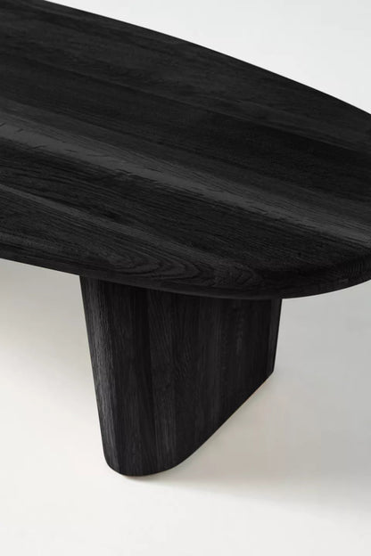 Modern Handmade Accent Wooden Black Oval Cocktail Coffee Table Coffee Table - Bone Inlay Furnitures