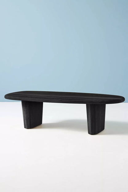 Modern Handmade Accent Wooden Black Oval Cocktail Coffee Table Coffee Table - Bone Inlay Furnitures