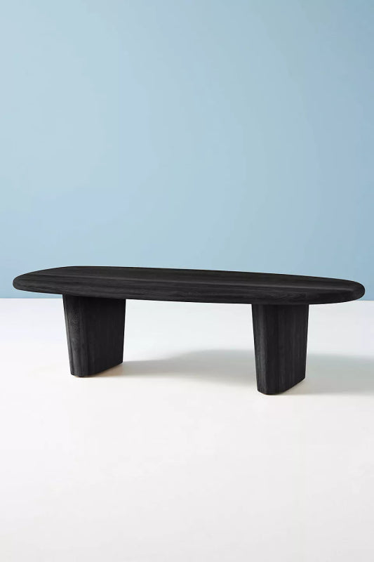 Modern Handmade Accent Wooden Black Oval Cocktail Coffee Table Coffee Table - Bone Inlay Furnitures