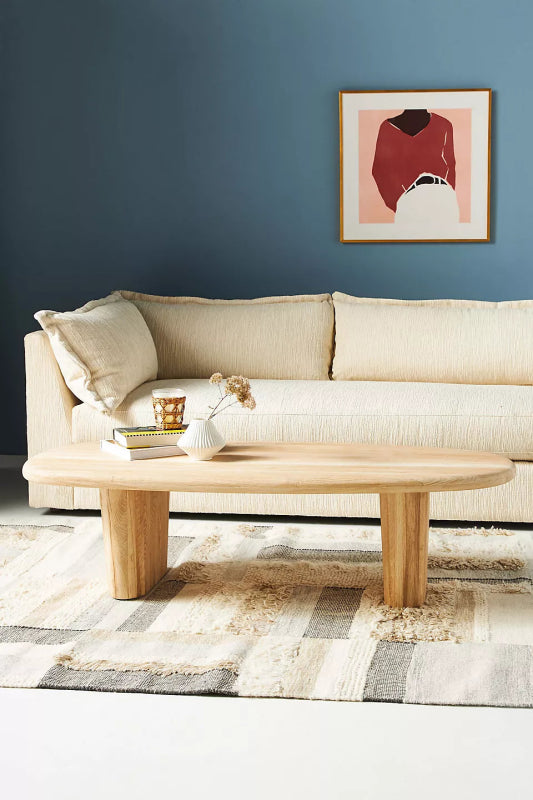 Modern Handmade Accent Wooden Black Oval Cocktail Coffee Table Coffee Table - Bone Inlay Furnitures