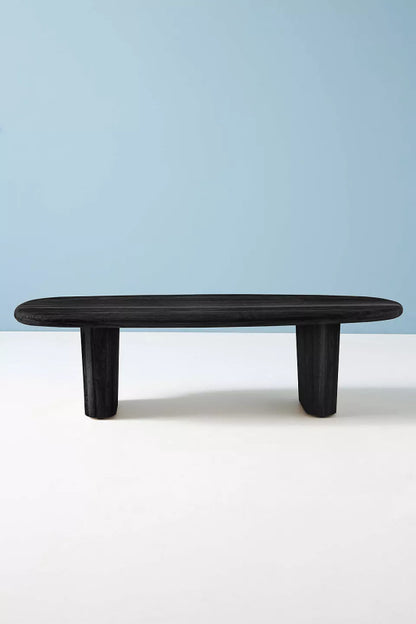 Modern Handmade Accent Wooden Black Oval Cocktail Coffee Table Coffee Table - Bone Inlay Furnitures