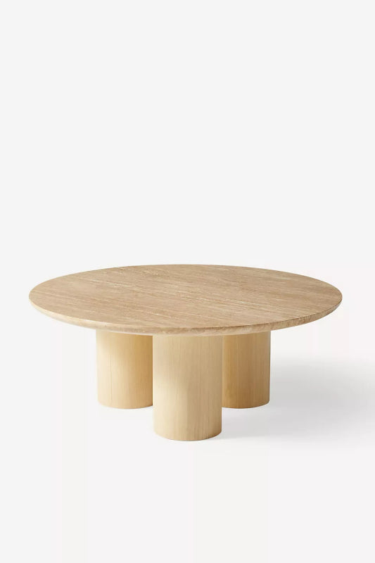 Modern Handmade Indian Design Solid Wood Round Coffee Table Coffee Table - Bone Inlay Furnitures