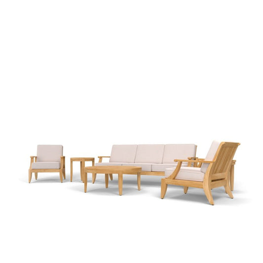 Modern Six - Piece Upholstered Seating Set in Teak Wood Seating Set - Bone Inlay Furnitures
