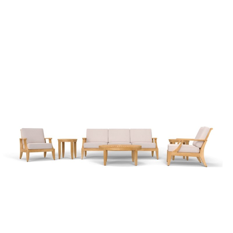 Modern Six - Piece Upholstered Seating Set in Teak Wood Seating Set - Bone Inlay Furnitures