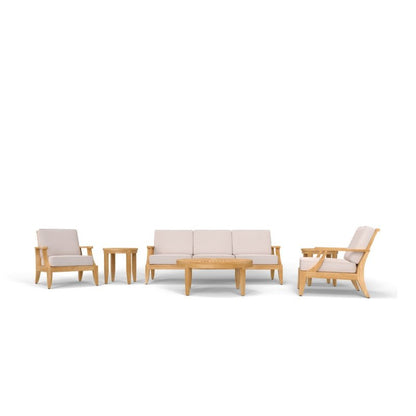 Modern Six - Piece Upholstered Seating Set in Teak Wood Seating Set - Bone Inlay Furnitures