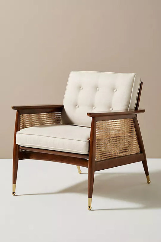 Nadia Caned Accent Chair with Brass Caped Design Chair - Bone Inlay Furnitures