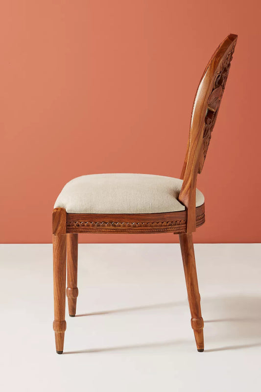 Natural Hand carved Bee Design Dining Chair Indian Wooden Chair Dining Chair - Bone Inlay Furnitures