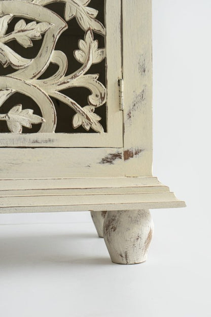 Natural Hand Carved Beige Color Two Door Hallway Cabinet Cabinet - Bone Inlay Furnitures