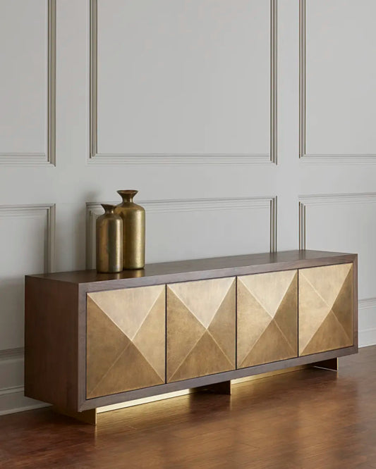 Oriole Brass Door Media Console Table 