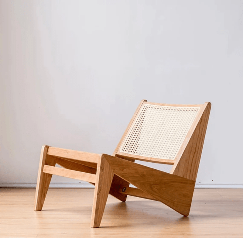 Pierre Jeanneret 1958 Kangaroo chair | Natural Cane Rattan Lounge Slipper Chair Chair - Bone Inlay Furnitures
