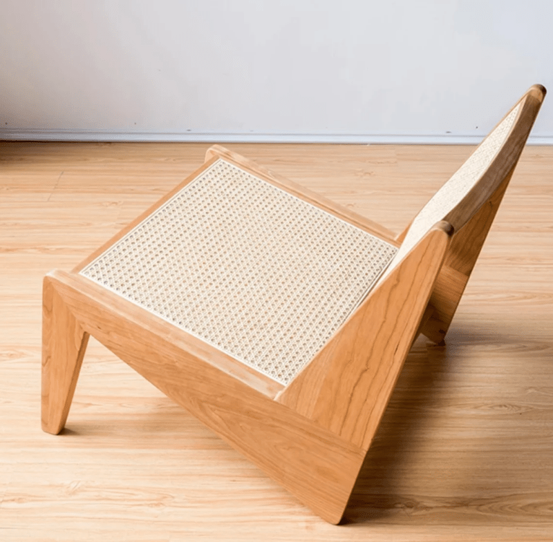 Pierre Jeanneret 1958 Kangaroo chair | Natural Cane Rattan Lounge Slipper Chair Chair - Bone Inlay Furnitures