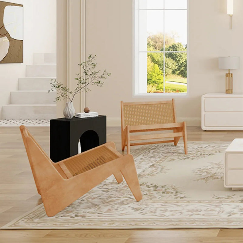 Pierre Jeanneret Kangaroo chair | Natural Cane Rattan Lounge Slipper Chair Chair - Bone Inlay Furnitures