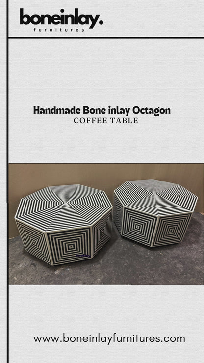 Handmade Bone inlay Octagon Center Table | Luxury Coffee Table