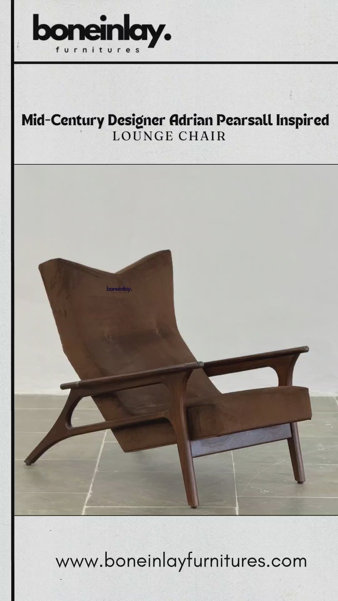 Mid-Century Adrian Pearsall Inspired Lounge Chair & Ottoman – Bone