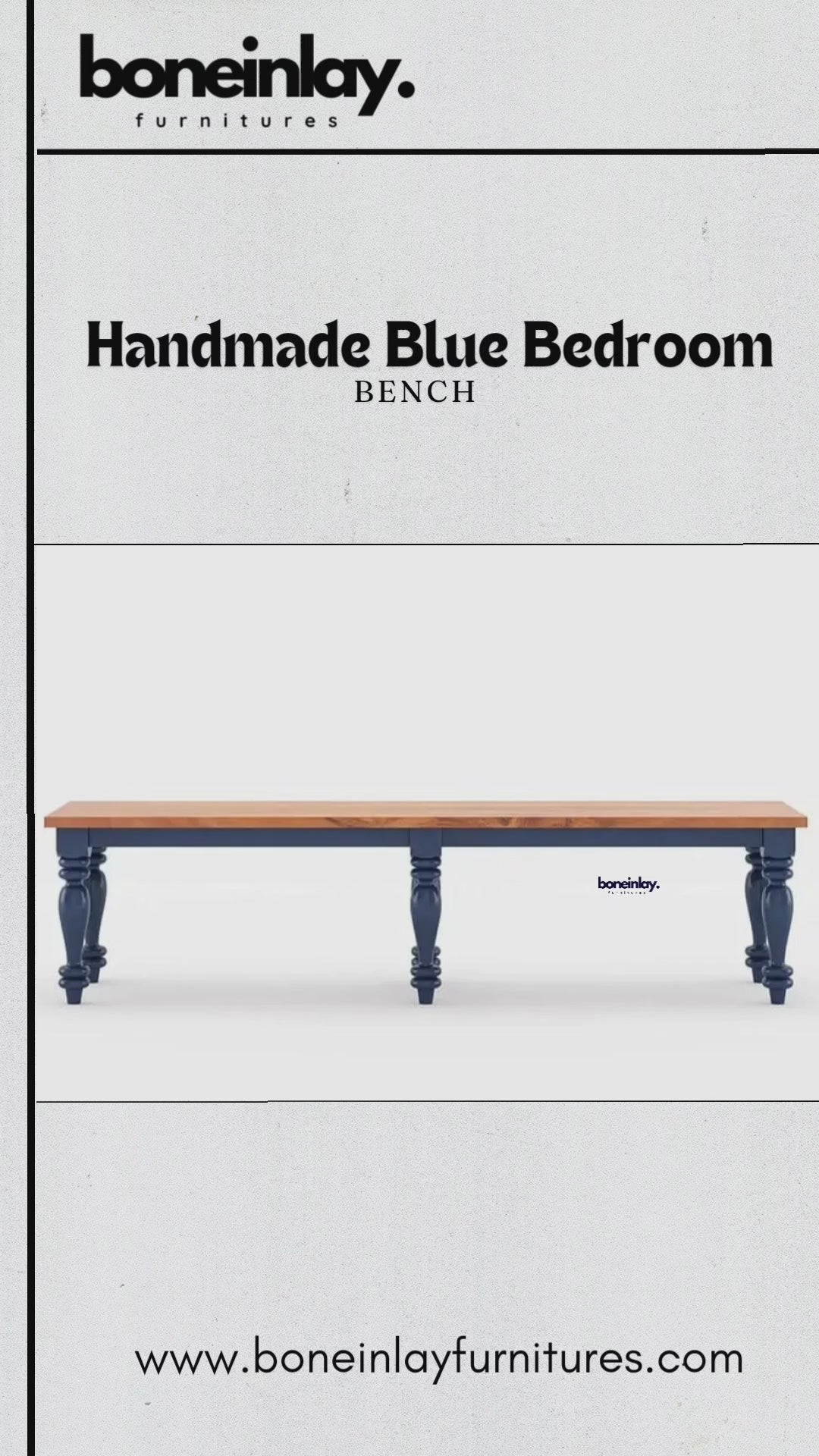 Handmade wooden bedroom bench finished in a rich blue painted color.
Solid wood construction with a sturdy four-leg base design.
Traditional hand-carved or turned detailing adds artisanal character.
A versatile accent piece for the foot of a bed or entryway seating.