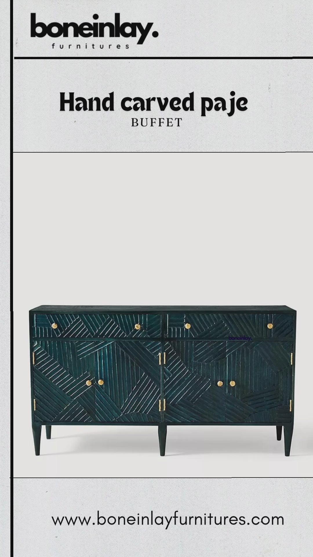Hand Carved Paje Buffet | Luxury Sideboard – Bone Inlay Furnitures