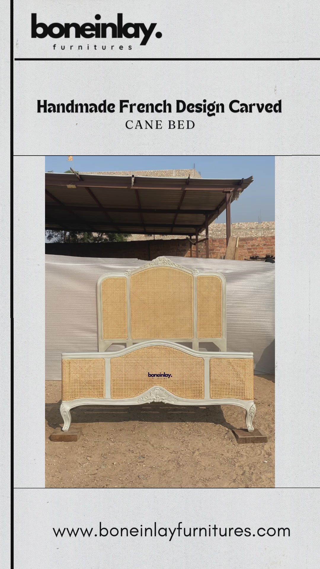 "Classic Hand-Carved French Style Wooden Bed" – Bone Inlay Furnitures