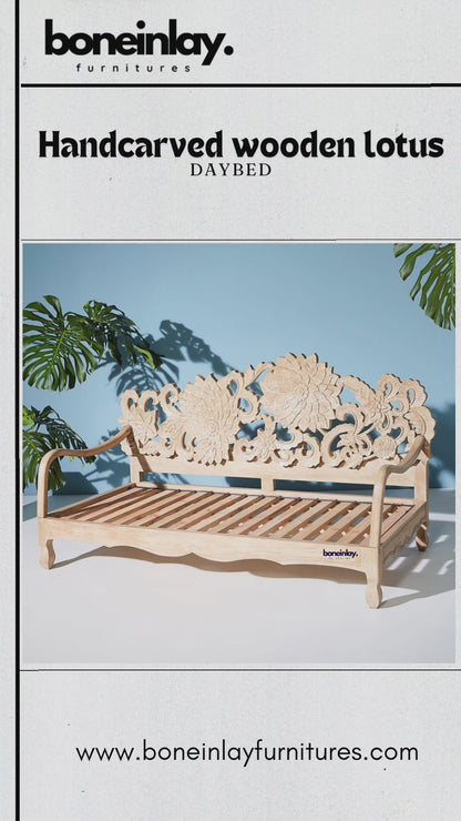 Hand Carved Wooden Lotus Daybed