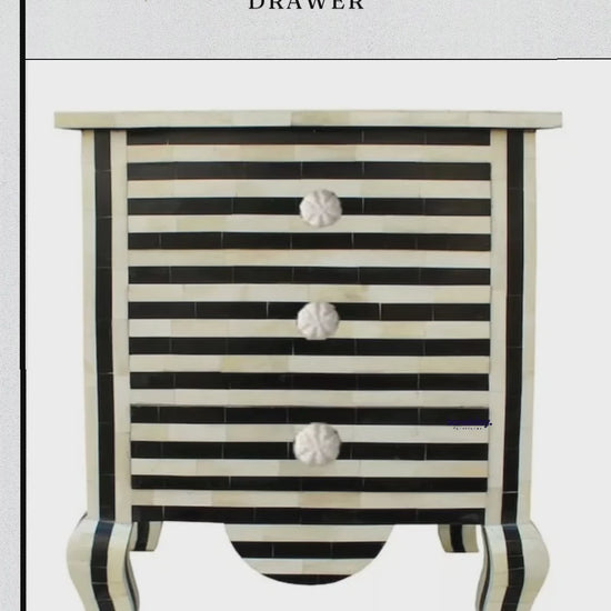 Bone Inlay Three Drawers Nightstand