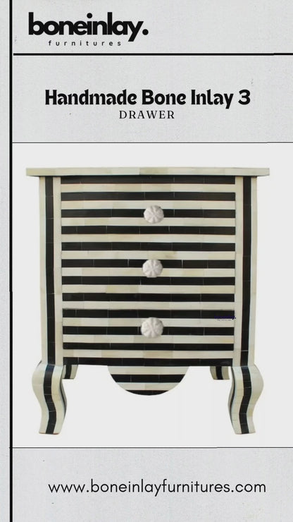 Bone Inlay Three Drawers Nightstand