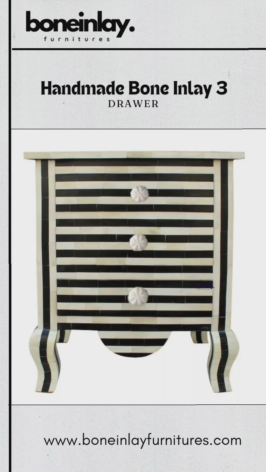 Bone Inlay Three Drawers Nightstand