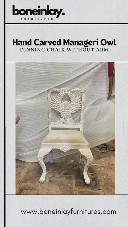 Hand Carved Menagerie Owl Dining Chair Wooden