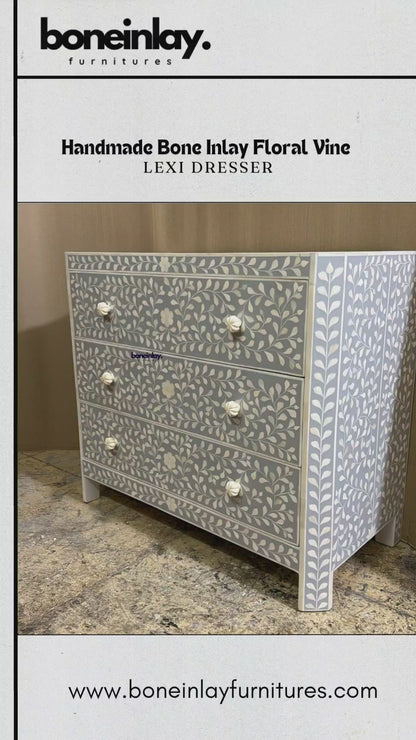Handmade Bone Inlay Floral Vine Lexi Dresser
