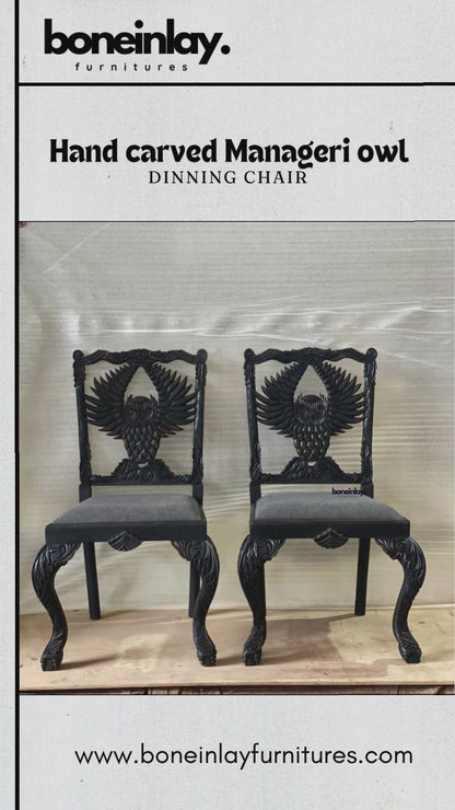 Hand Carved Menagerie Owl Dining Chair Wooden