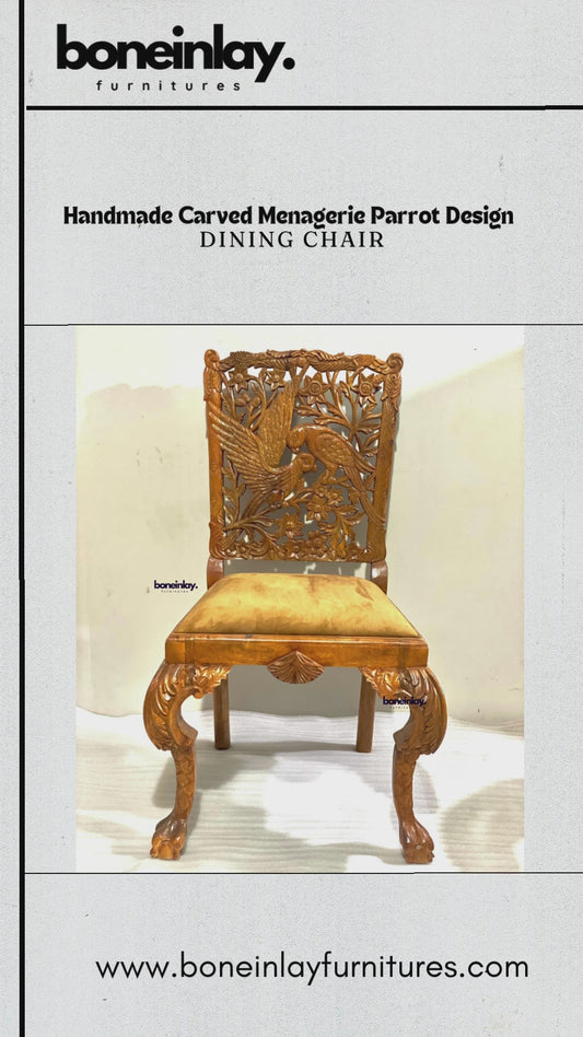 hand Carved Parrot Design menagerie dining chair video