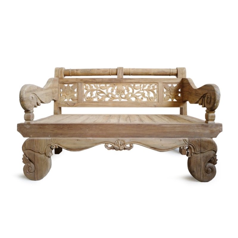 Royal Hand Carved Indian Traditional Teak Wood Daybed Daybed - Bone Inlay Furnitures