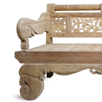 Royal Hand Carved Indian Traditional Teak Wood Daybed Daybed - Bone Inlay Furnitures