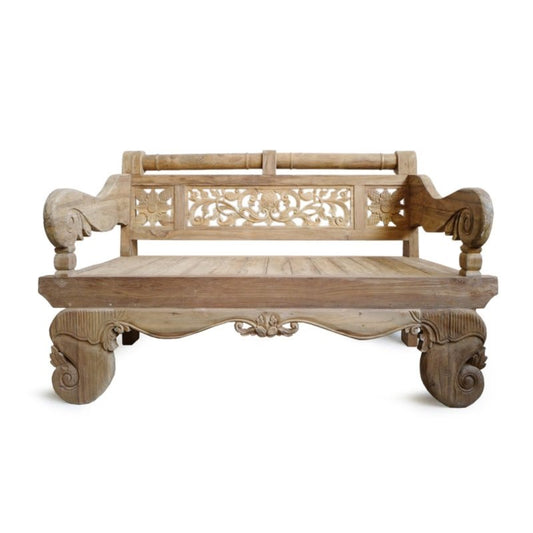 Royal Hand Carved Indian Traditional Teak Wood Daybed Daybed - Bone Inlay Furnitures