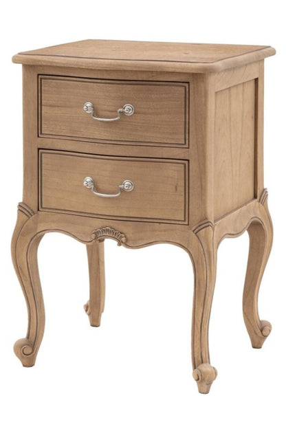 Rustic French Design Chic Bedside Table With Two Spacious Drawers Bedside Table - Bone Inlay Furnitures