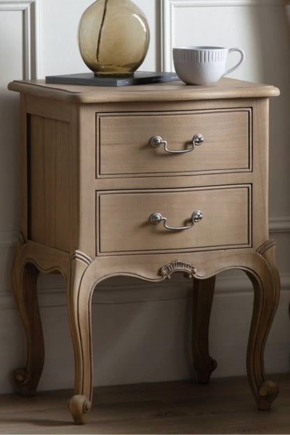Rustic French Design Chic Bedside Table With Two Spacious Drawers Bedside Table - Bone Inlay Furnitures