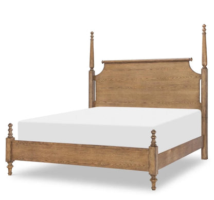 Rustic High - Low Poster Bed Frame by Country Living Home Bed - Bone Inlay Furnitures