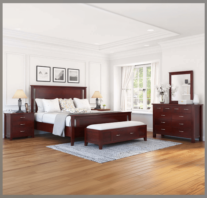 Solid Wood 6 Piece Bedroom Set Bedroom Set - Bone Inlay Furnitures