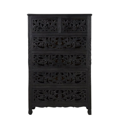 Solid Wooden Carved Tallboy Chest of Five Drawers Chest of Drawer - Bone Inlay Furnitures