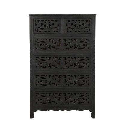 Solid Wooden Carved Tallboy Chest of Five Drawers Chest of Drawer - Bone Inlay Furnitures