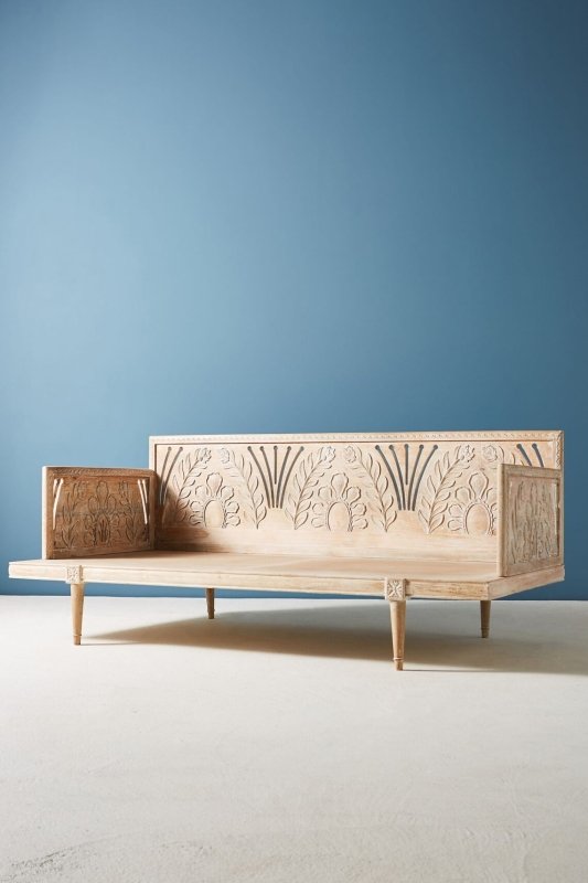 Solid Wooden Hand - Carved Wooden Daybed Indian Furniture Daybed - Bone Inlay Furnitures