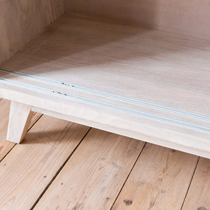 Solid Wooden White Color Hand Carved Media TV Unit Console Media Console - Bone Inlay Furnitures