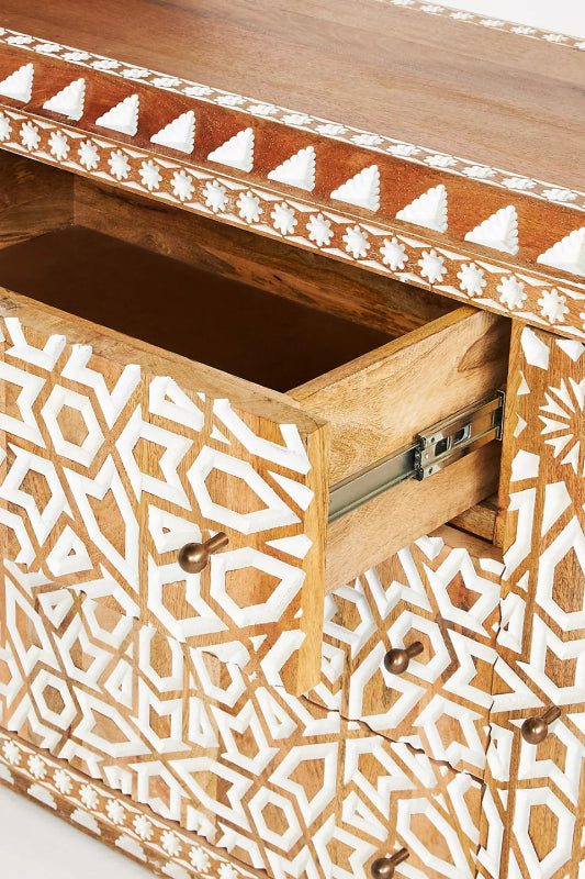 Stylish Albaran Buffet Table | Hand - Carved Wooden Sideboard Design Buffet & Sideboard - Bone Inlay Furnitures