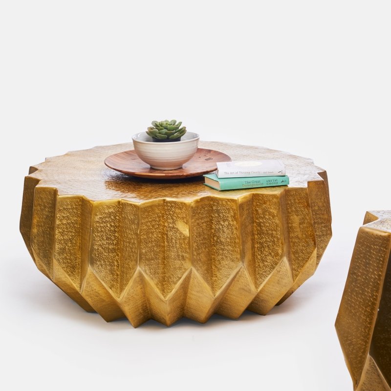 Stylish Handmade Embossed Marrakesh Brass Metal Coffee Table Coffee Table - Bone Inlay Furnitures