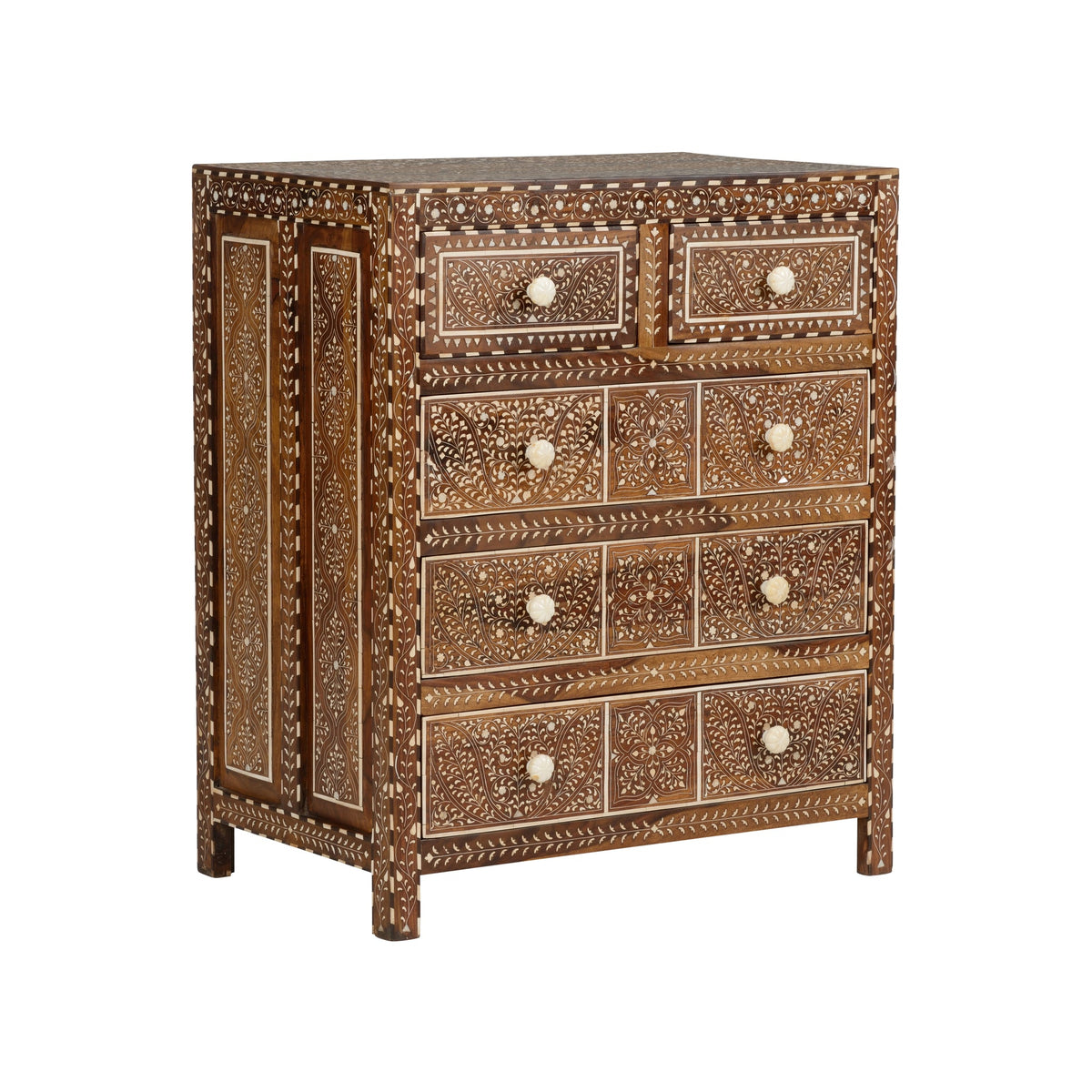 teak wood inlay chest